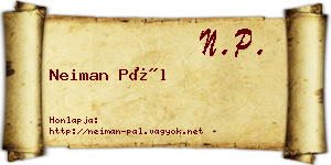 Neiman Pál névjegykártya